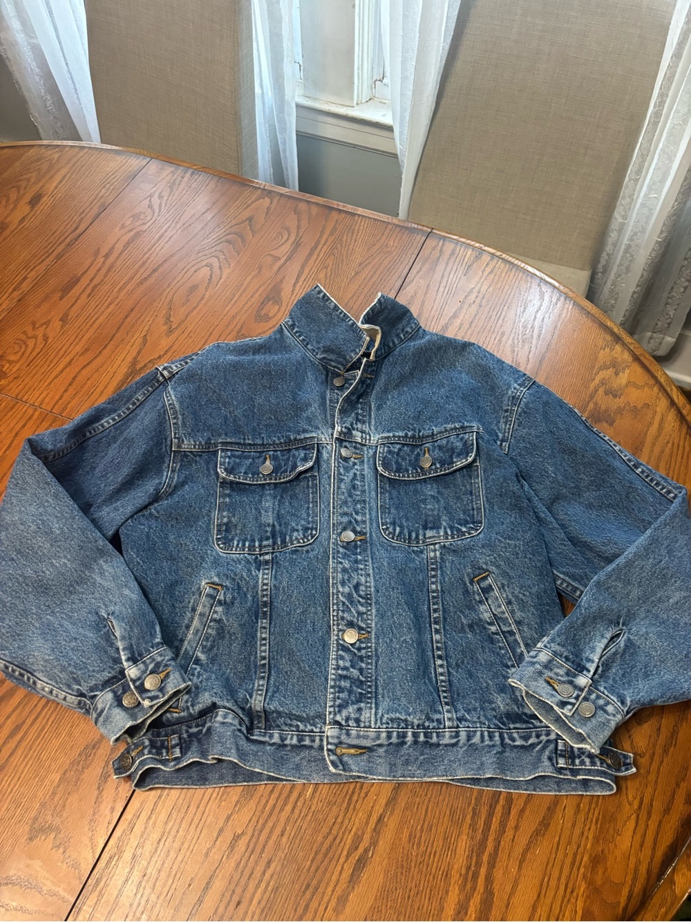 VTG Old Navy men's L flannel lined denim trucker jacket